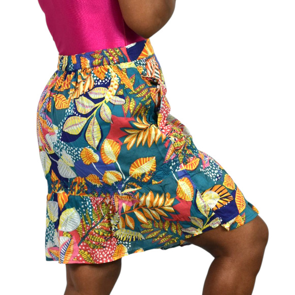 Cynthia Rowley Wrap Skirt Colorful Blue Tropical Foliage Leaf Print Sarong Large - Picture 14 of 16